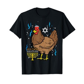 Hanukkah Chicken Chanukah Jewish Farm Farmer Men Women Kids T-Shirt
