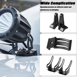 Universal Hood Mounting Bracket - Ditch Light Brackets 2PCS Kit Aluminum Alloy Clamp Holder for Truck SUV Cars, Black