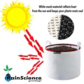 Rain Science Grow Bag, Air Pruning Mesh Fabric Plant Container (5 Gallon, White/Red)