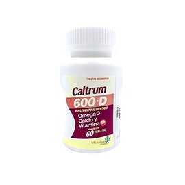 CALTRUM 600+D 60 TABLETAS PACK 3 PZ - Tabletas Recubiertas adicionadas con Omega 3, Calcio y Vitamina D. Paquete con 3 frascos de 60 tabletas c/u