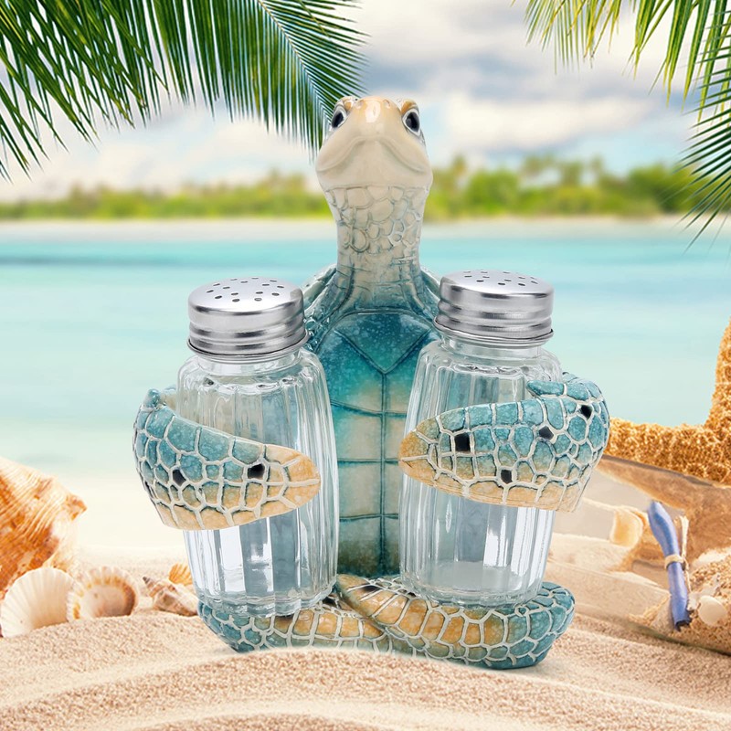 Hodao Sea Turtle With Salt and Pepper Shaker Figurines Decorations