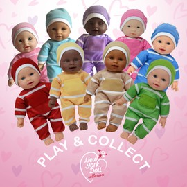 The New York Doll Collection 11 inch Soft Body Baby Doll in Gift Box - 11" Doll Toy for Kids, Boys, Girls and Toddlers - Baby Doll Pacifier Accessory Included (African American)