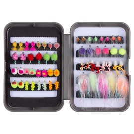 Bassdash Complete Flies for Fly Fishing, Fluffy Flies in Case, Stream Tenkara Trout Fishing Flies (Set I: 57 Pieces, 32 Types)