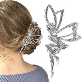 Elf Hair Clip Large Hair Clips Women's Hair Clip Silver Hair Clip Rhinestone Hair Claws Fairy Hair Clips Girls Hair Clips Metal Hair Clip Claw Clip Hair Accessories Women Rhinestones Elf Hair Clips