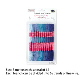 12pcs Gradient Embroidery Thread Blue Cross Stitch Threads 8M,Polyester Thread for Sewing,Knotting and Crafting
