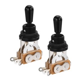 MECCANIXITY 3 Way Short Straight Guitar Toggle Switch Pickup Selector Black with Black Tip Knob Caps for Electric Guitars Parts Replacement Pack of 2