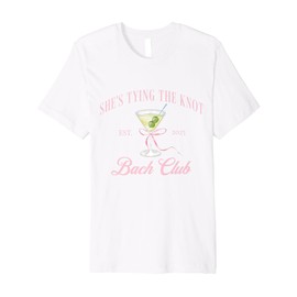 She's tying the knot Bridal Shower Coquette Bow Bachelorette Premium T-Shirt