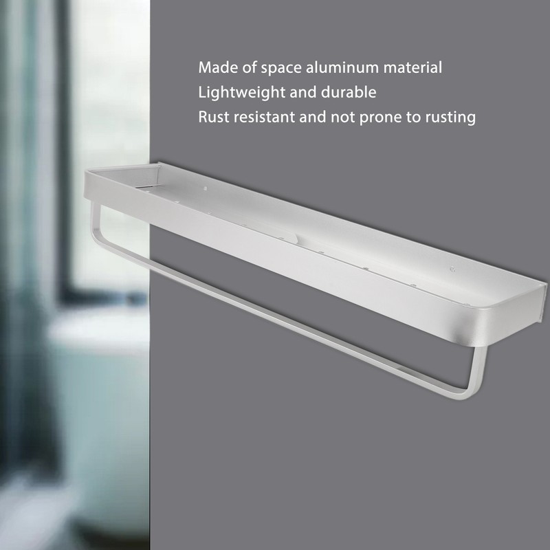 Space Aluminum Bathroom Shelf Punch Free Wall Mounted Floating Bathroom
