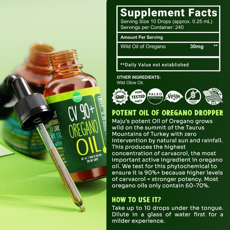 MAJU CV90 Oil of Oregano (2oz) - Seasonal Wellness Support,