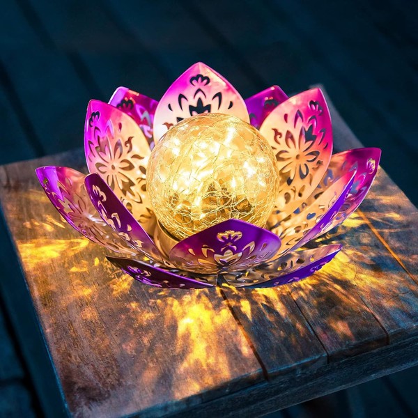 Huaxu Solar Garden Lights Outdoor Decorative - Bright Lotus Flower