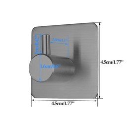Fotosnow Adhesive Hooks Towel Hanger Wall Hooks for Hanging Coat, Hat,Towel Robe Hook Rack Wall Mount Waterproof Stainless Steel- Bathroom and Bedroom Gray 4-Packs