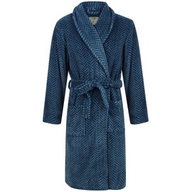 John Christian Men's Blue Herringbone Fleece Robe (XXL)