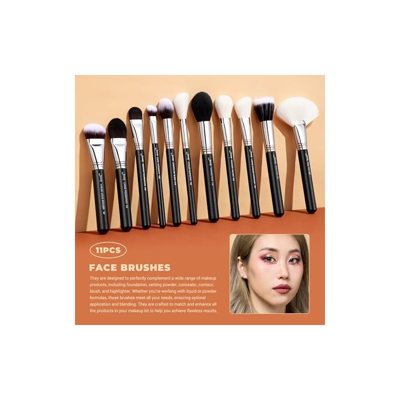 Jessup Set 35 Brochas de Maquillaje Profesionales para Rostro y