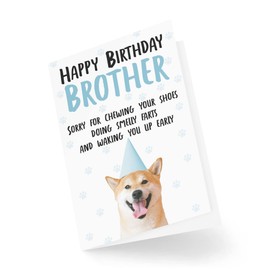 Funny Birthday Cards for Brother from The Dog | Pet Lover Greeting Cards On His Birthday | Puppy Card Sorry for Farting Waking Early CBH242