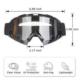 ZEMFAY Dirt Bike Goggles,Windproof Dustproof Anti-Fog ATV Glasses Motocross Eyewear with UV Protection Riding Racing Off Road for Men Women Youth