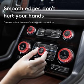 auovo Volume/Tune Knob A/C Knob Covers Compatible with 2021-2024 GMC Chevy Suburban/Yukon/Tahoe Accessories Volume Knob Ring Aluminum Alloy Car Interior Trim Decorations(10pcs/Set, Red)