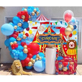 Red Circus Backdrop Carnival Theme Party Decorations Circus Birthday background for Photography Children Carnival Tent One Birthday Party Photo Banner Props Decor (8x6ft)