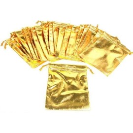 FindingKing 24 Pouches Gold Gift Bag Drawstring Jewelry 4" x 5"
