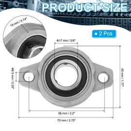 PATIKIL Pillow Block Bearing 5/8" / 17mm Bore, 2 Pcs Zinc Alloy Steel Mounted Flange Pillow Block Self Alignment Insert Bearings Bore Ball Housing for Machinery Power Agriculture
