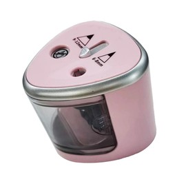 Double Hole Electric Pencil Sharpener, Automatic and Portable, for Classroom, School and Office, Works with Colored Pencils (Pink)
