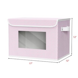 Univivi Fabric Foldable Storage Boxes [4-Pack] Large Collapsible Stackable Storage Bins with Lids, Closet Organizers and Storage Cube Basket for Home, Office, Bedroom (Pink, 17”x 12” x 12”)