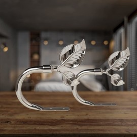 Sujetadores de cortina en forma de hoja hechos a mano para cortina de pared, ganchos de latón antiguo para cortinas, decoración del hogar de ventana de bronce vintage (níquel)