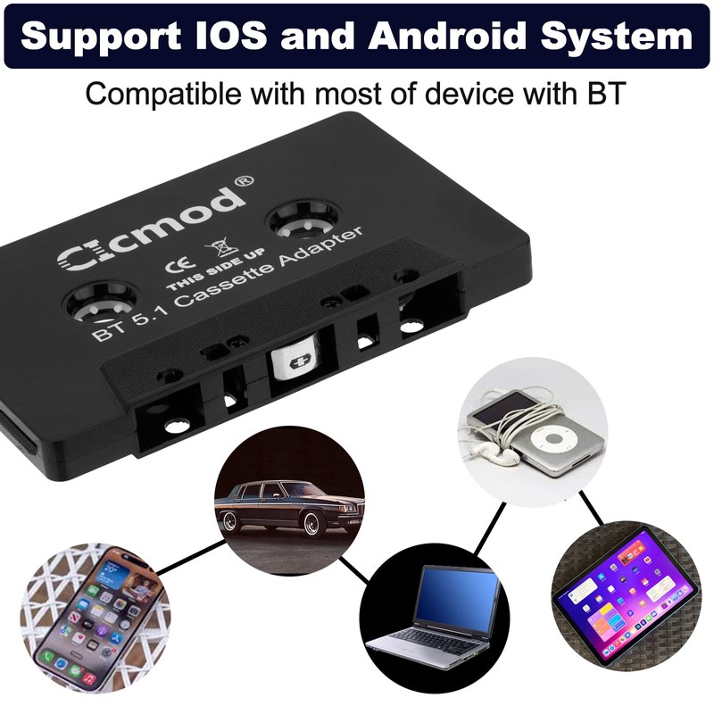 CICMOD BT 5.1 Car Cassette Adapter with Built-in Microphone Hands-Free