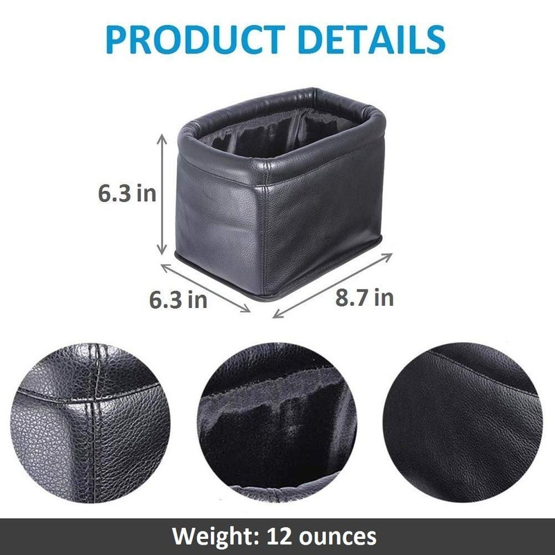 Leather Car Trash Can, Luxury Car Organizer, Leakproof Garbage Can