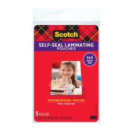 Scotch Self-Sealing Laminating Pouches, 9.5 Mil, Photo Size, 4 3/8 x 6 3/8 Inches, 5-Pack – Easy-to-Use, Durable, Clear Lamination for Photos and Documents