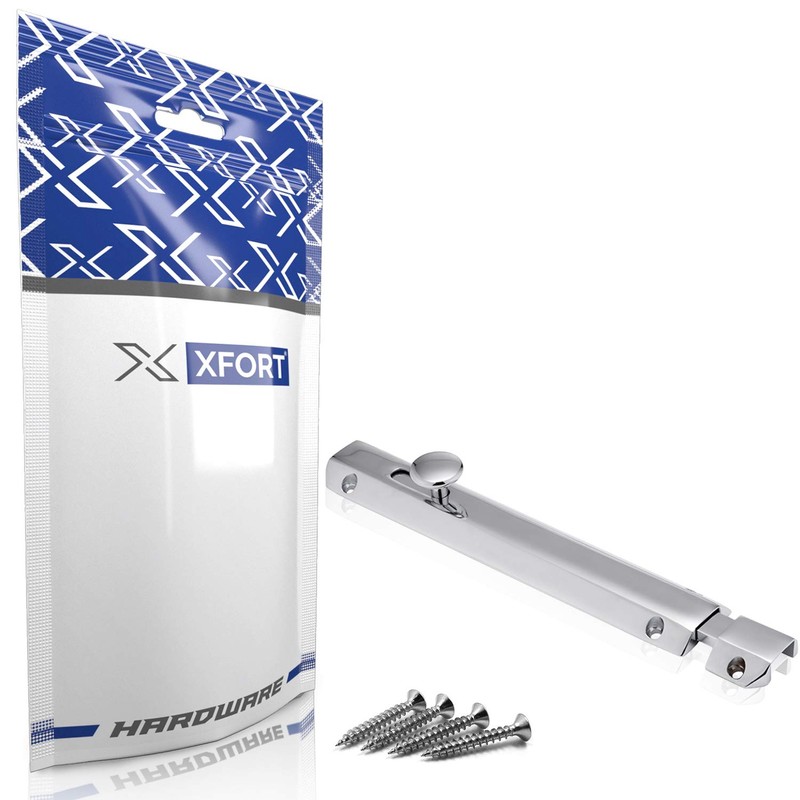 XFORT® 4 Inch Polished Chrome Surface Bolt, Heavy Duty Internal