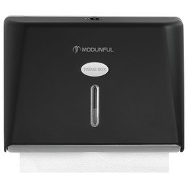 Modunful Paper Towel Dispenser Wall-Mounted Touchless No Drill High-Capacity Z-Fold C-Fold Multifold Hand Towel Dispenser Holder for Bathroom Kitchen Office Commercial Use Easy to Install(Black)