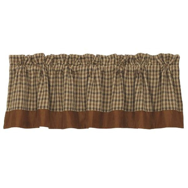 Paseo Road by HiEnd Accents Crestwood Rustic Window Curtain Valance, 18x84 inch, Brown Tweed Houndstooth, Rod Pocket Valances for Windows