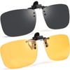 CAXMAN Polarized Clip-on Flip Up Metal Clip Rimless Sunglasses, Lightweight,