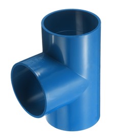 sourcing map 1pcs 3" Tee 3 Way PVC Pipe Fittings Connector, Furniture Build Grade Corner Fitting Elbow Fittings for DIY Shelf Garden Support Structure Tent Connection, Blue
