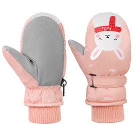 Ski Gloves, ATiC Snowboard Gloves, Kids, Five-finger/Mitten-type, Snow Gloves, Thermal, Cold Protection, For Children, Snow Plowing, Windproof, Waterproof, Breathable, Winter, One-piece Long Gloves, Fit, Playing in Snow, Ski Bike, Outdoors, Climbing, Sno