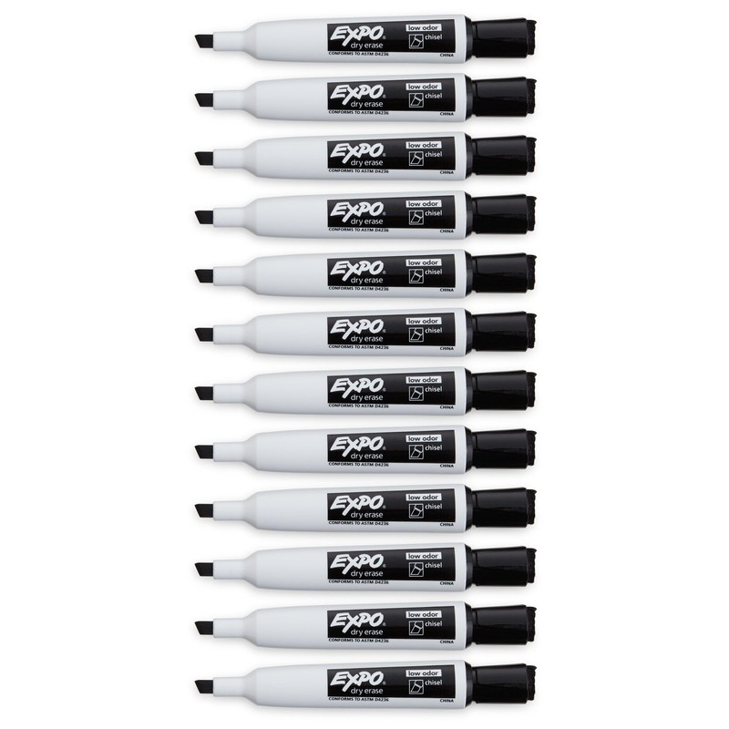 EXPO Magnetic Dry Erase Marker with Eraser, Chisel Tip, Black,