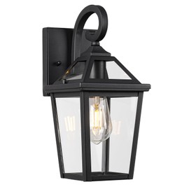 Diyel Colonial Outdoor Light Fixture Wall Mount, Exterior Light Fixture Wall Sconces with Clear Glass for Front Porch, Waterproof Outdoor Wall Lantern in Black Finish for House, Doorway, Garage, Patio