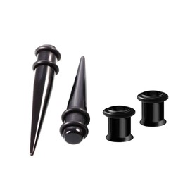 HEKEUOR 4 Piece Acrylic Tapers and Steel Single Flared Tunnel Plugs Ear Stretching Kit 7mm/1g, Acrylic