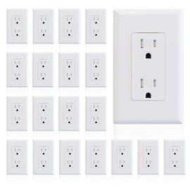 ELEGRP Decorator Wall Receptacle Outlet, Tamper Resistant 15A 125V Standard Electrical Wall Outlet, Residential Grade, Self-grounding, with Screwless Wall Plate, UL (20 Pack, Glossy White)