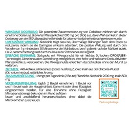 Carbidose 1000 – High Dose Activated Carbon and Inulin XL – 30 Sticks Easy to Swallow