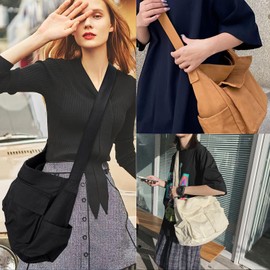 Bolsa Crossbody Lona Mujer, Bolso de Mensajero de Lona Vintage Clásico con Múltiples Bolsillos Bolsa Crossbody Mujer Grande para Compras, Viajes y Trabajo(Marrón)