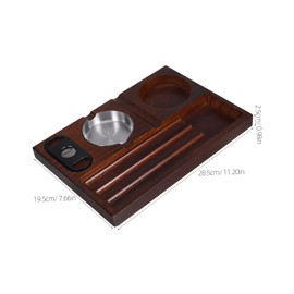 CHILDWEET Wooden Ash Tray with Cigar Cutter Elegant for Practical Cigar Holder for Men Father's Day Low Maintenance Design