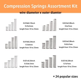 Dianrui 392PCS Compression Springs Assortment Kit 24 Different Sizes Spring Stainless Steel Mechanical Small Springs for DIY Repair Project