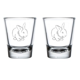 MIP Set of 2 Shot Glasses 1.75oz Shot Glass Cute Bunny