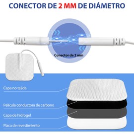 60PCS Almohadillas de Electrodos de Fisioterapia, Almohadillas de Electrodos TENS/EMS de 5 x 5 cm, Almohadillas de Electrodos de Estimulador Muscular de Reutilizables