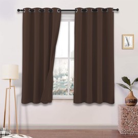 Melocotton Cortinas Blackout 275cm Ancho X 160cm Alto - En 2 Páneles con Aros Metálicos (Cafe)