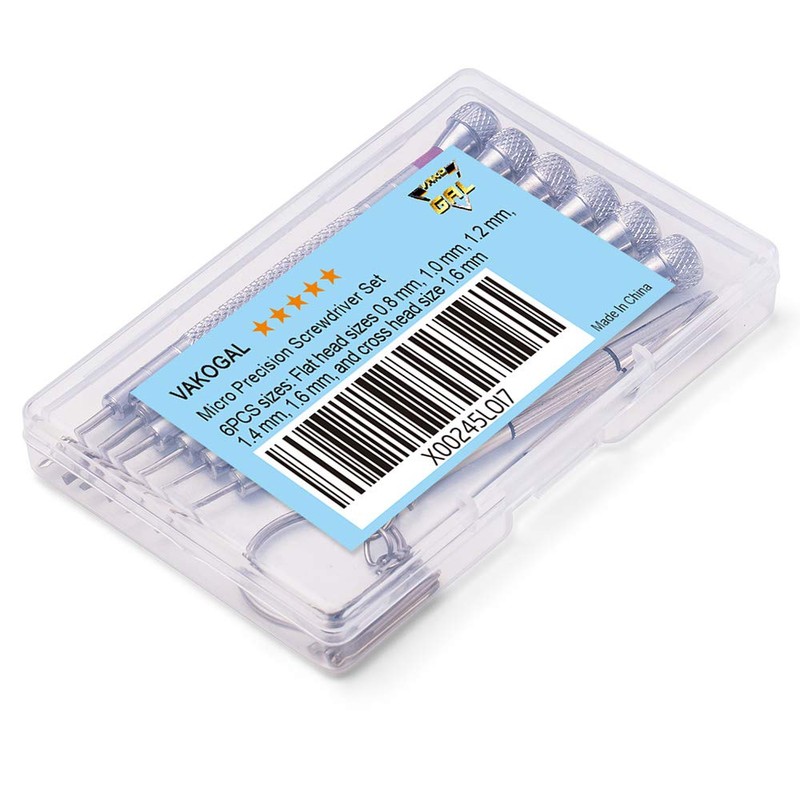 VAKOGAL Premium 6PCS Micro Precision Screwdriver Set, 0.8-1.6mm, Extra Replacement