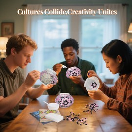 BOHMR DIY Turkish Mosaic Lamp Kit, Moon Stained Glass Lamp Making Kit- Easy,Fun,No Experience Needed, Mosaic Art & Craft Project Kits for Adults & Teens, Make Your Own Table Lamp,Christmas Gift,Purple