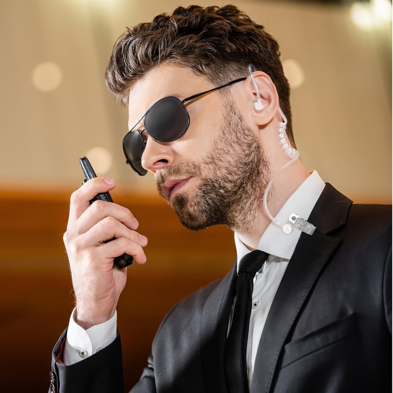 Gejoy 4 Pack Spy Earpiece Agent Costume Accessory Fake Security