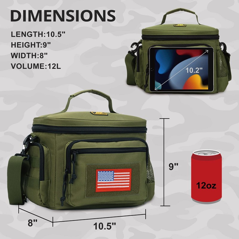 Lunch Box for Men, Tactical Lunch Bag MOLLE Webbing Leakproof